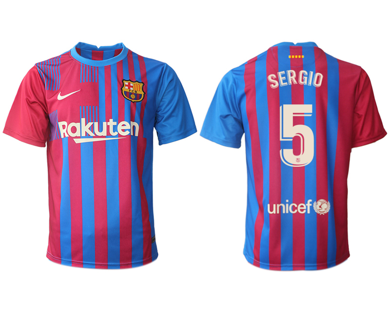 Men 2021-2022 Club Barcelona home aaa version red #5 Nike Soccer Jerseys